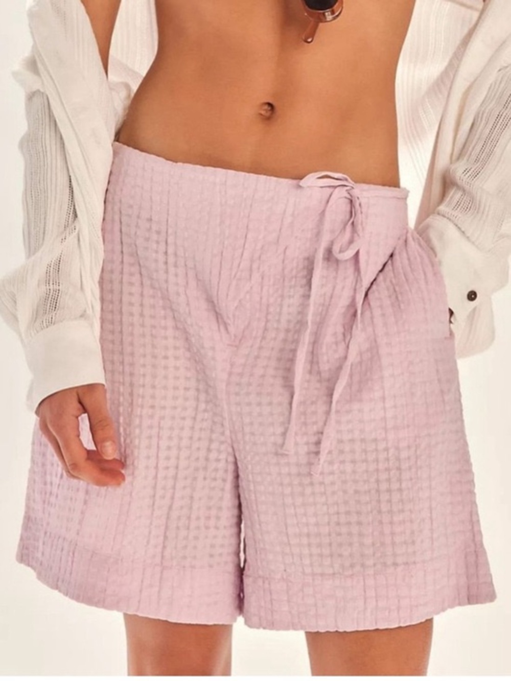 Free People Pucker Check Wrap Short